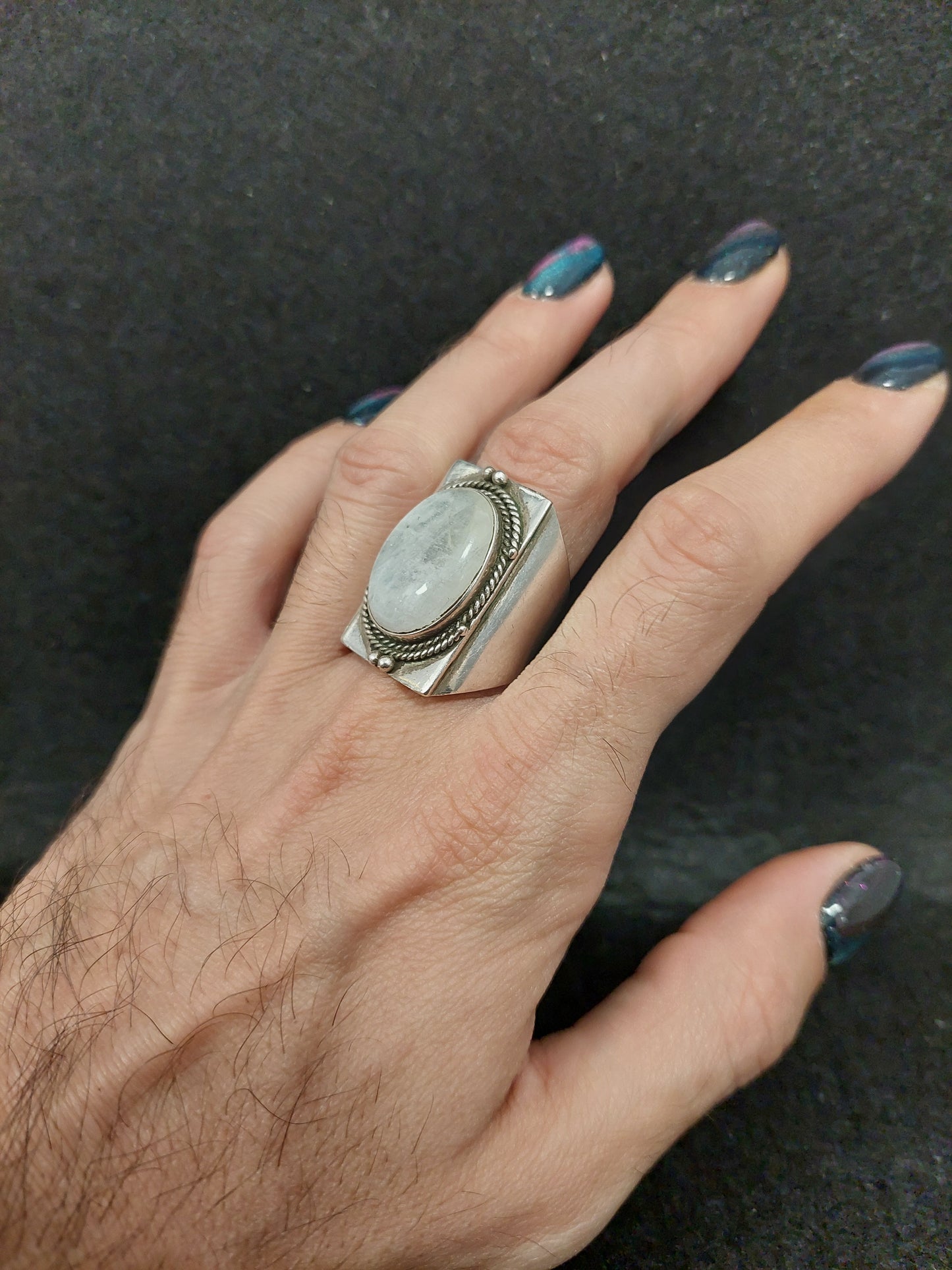 Anello Argento E Pietra Di Luna