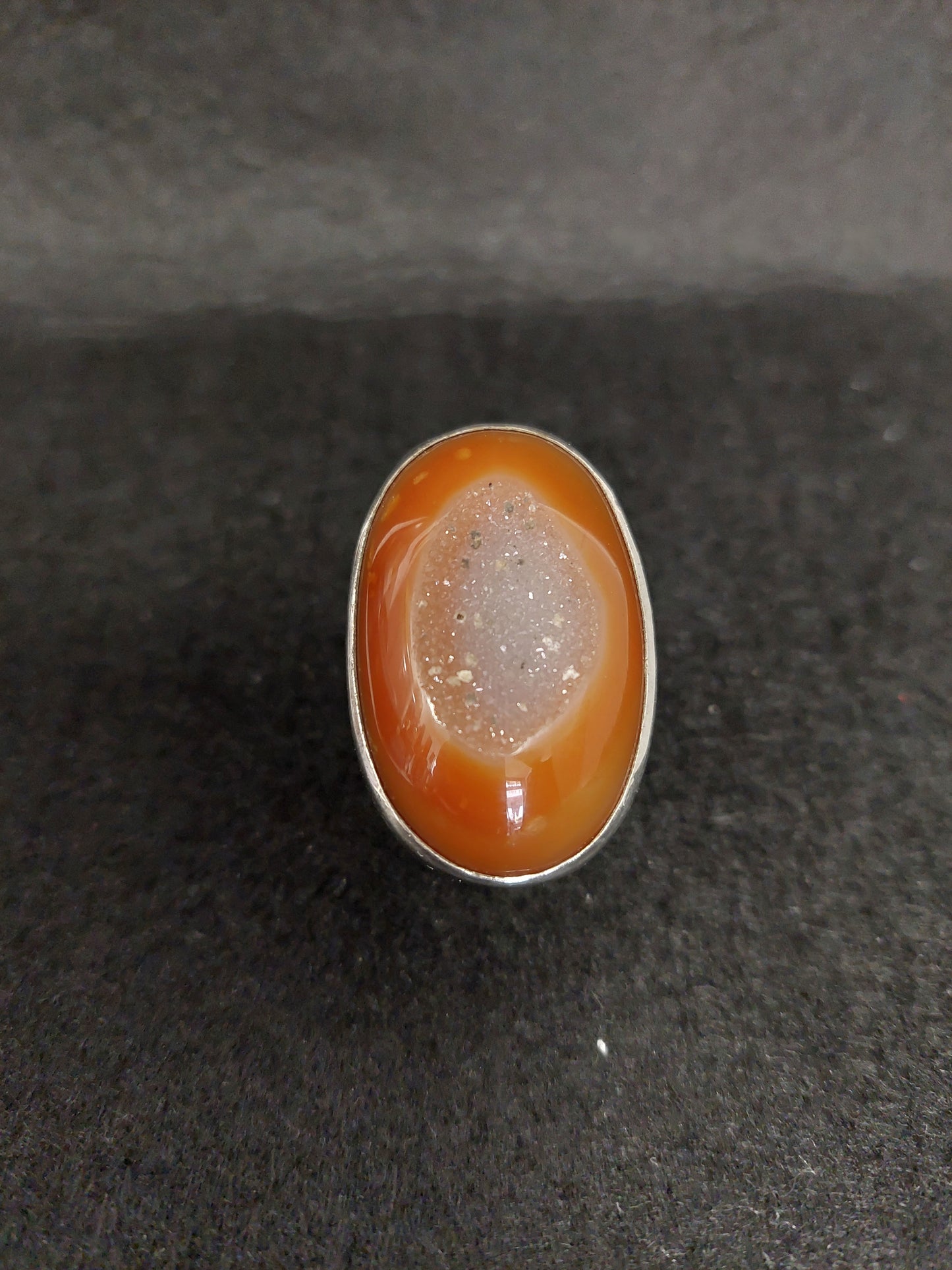 Anello Argento Corniola E Quarzo