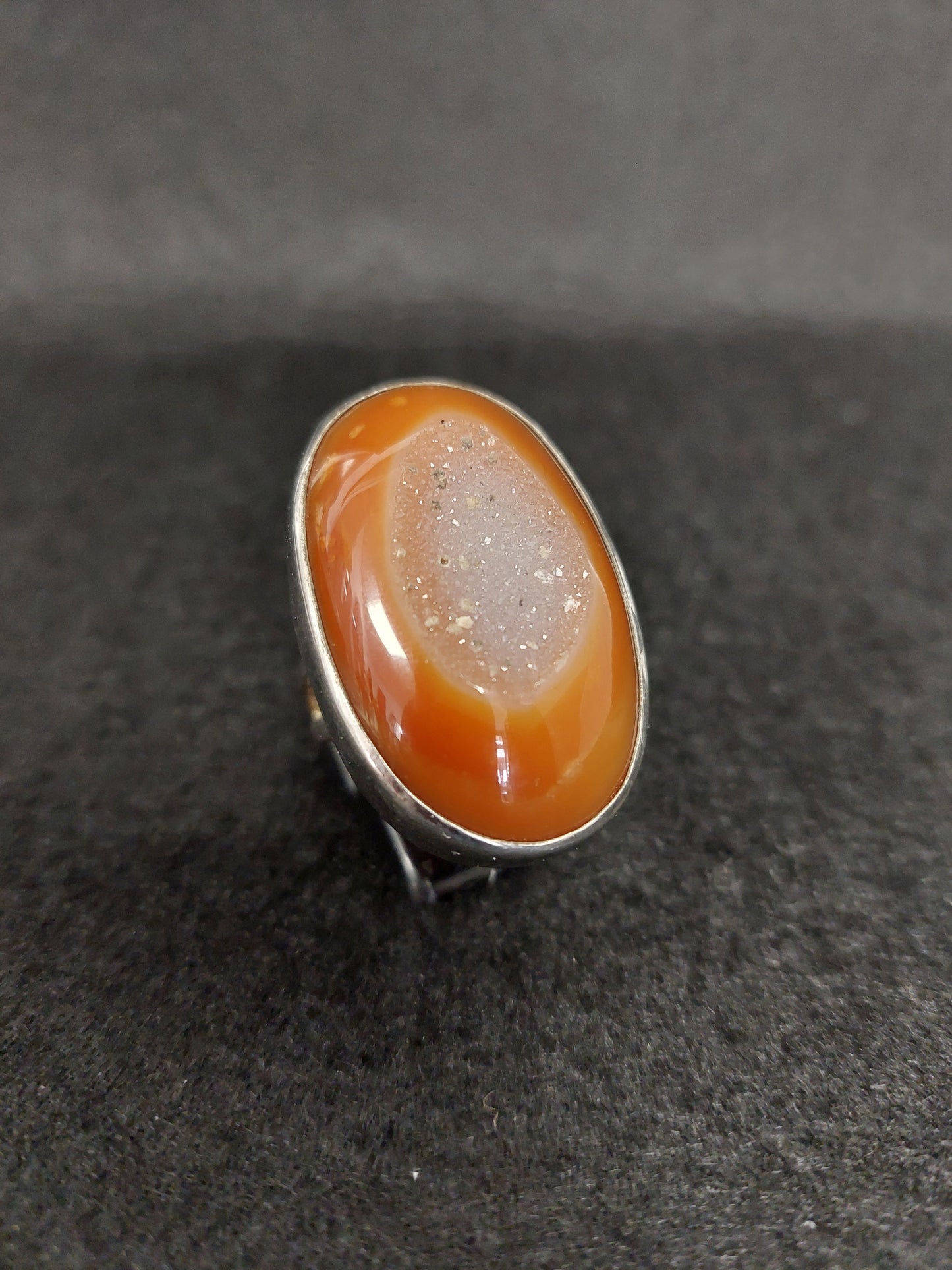 Anello Argento Corniola E Quarzo