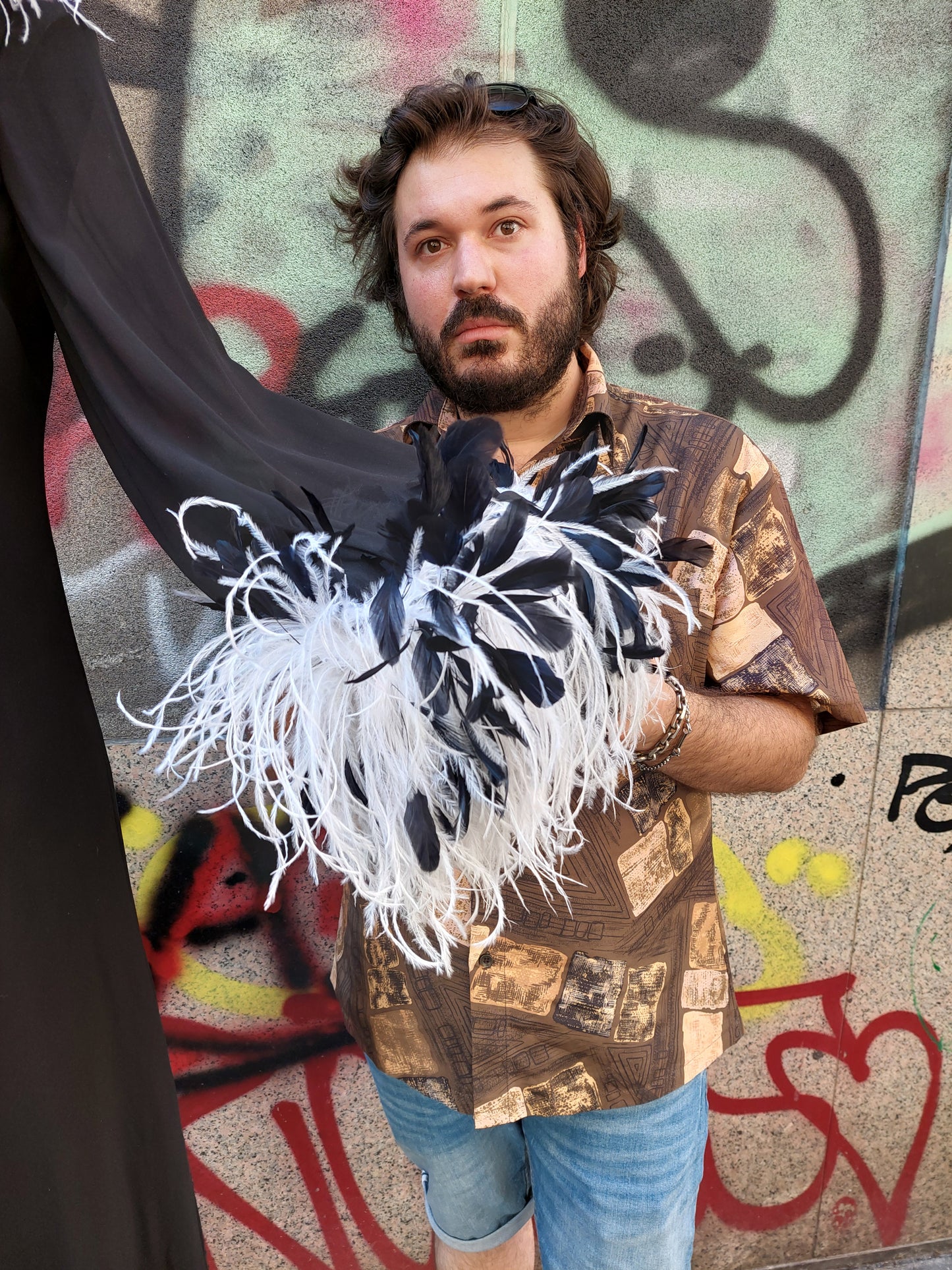 Abito Seta Con Piume