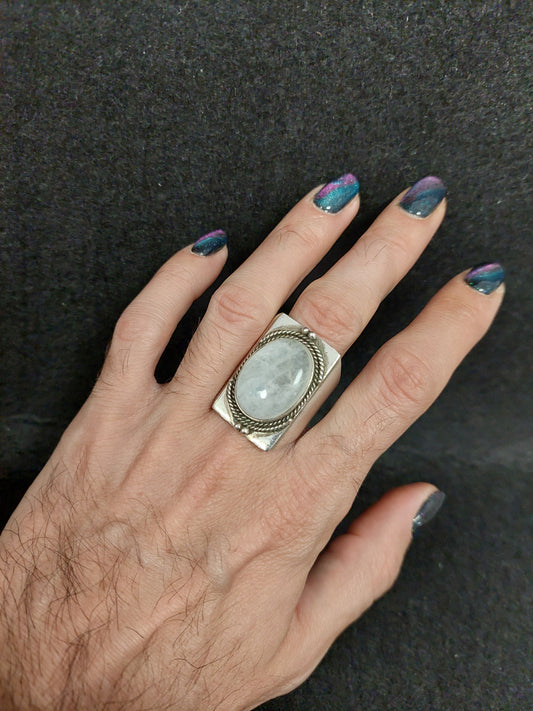 Anello Argento E Pietra Di Luna