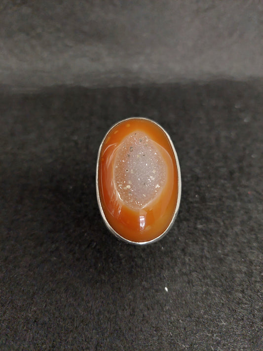 Anello Argento Corniola E Quarzo
